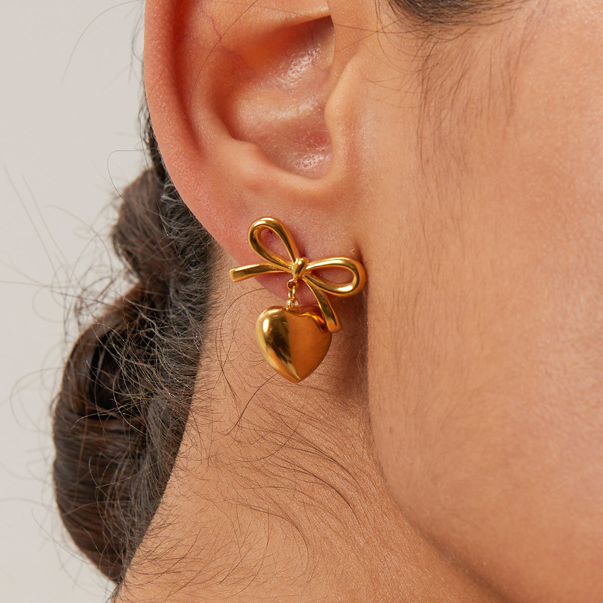 Heart & Bow Drop Earrings