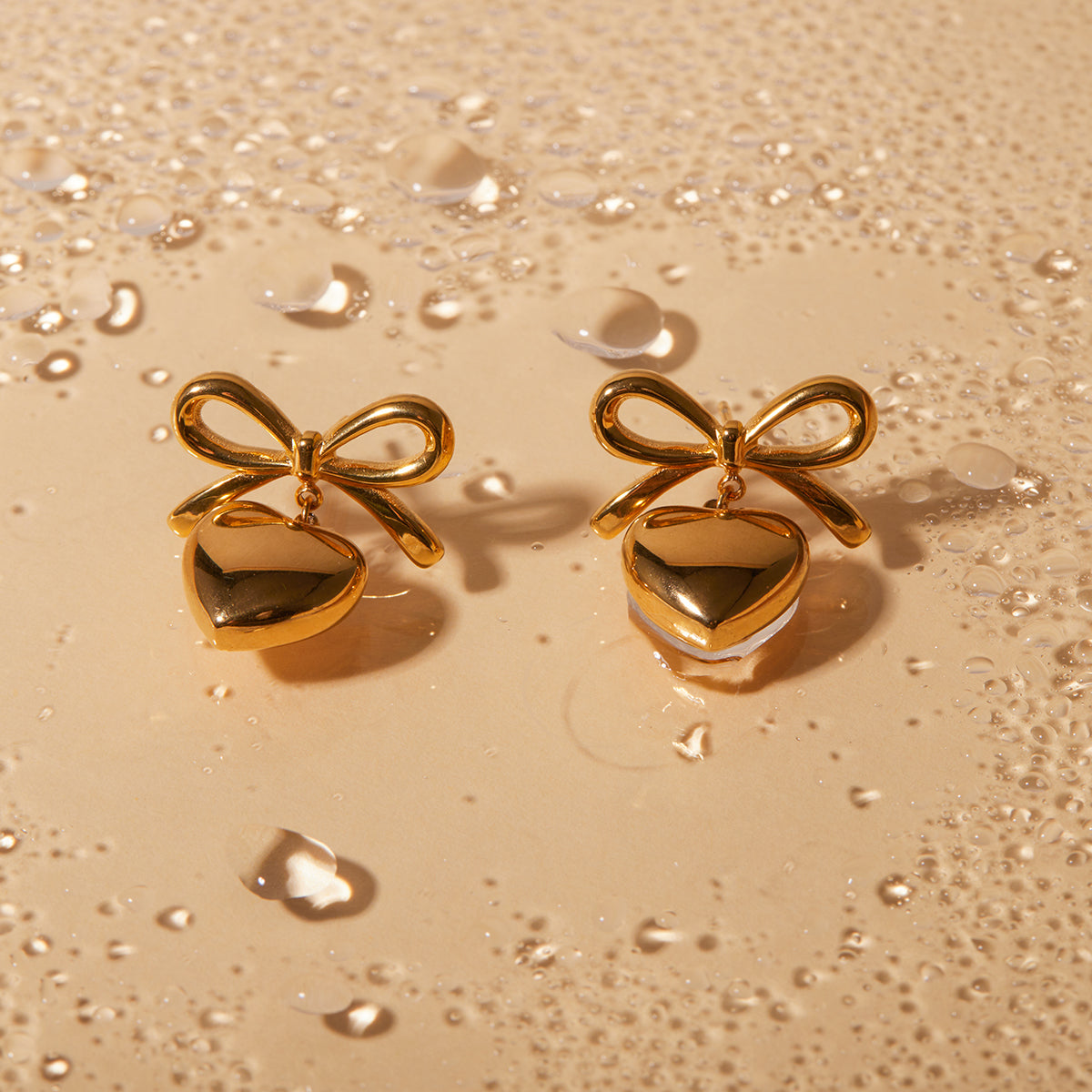 Heart & Bow Drop Earrings