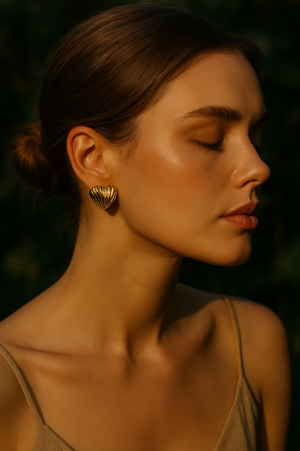 Heart studs earrings