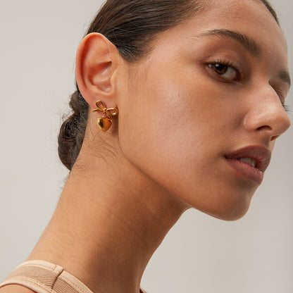 Heart & Bow Drop Earrings